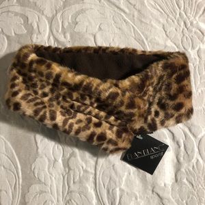 NWT Elan Blanc Leopard Faux Fur Neckwarmer/Head-wrap